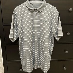 Under Armour Men's Gray Striped Polo Shirt